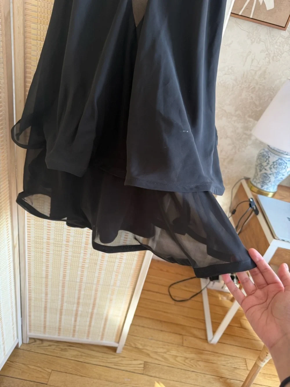 Black Ruffled Mini Dress - Picture 5 of 8